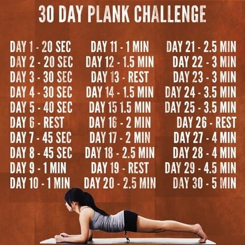 30 Day Plank Challenge, Plank Exercises
