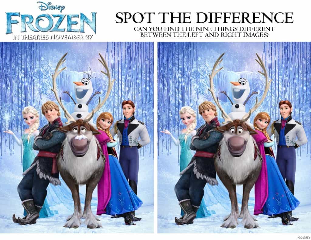 Spot the Difference, Frozen free printables!