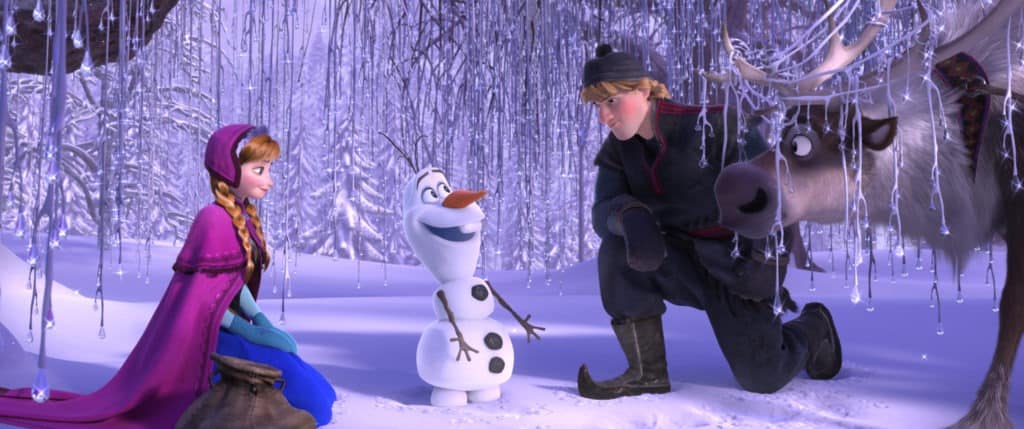 Frozen Anna, Kristoff, and Olaf