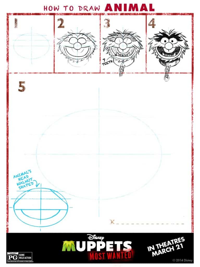 Draw animal, Muppets Most Wanted Free printables, Muppets free printable