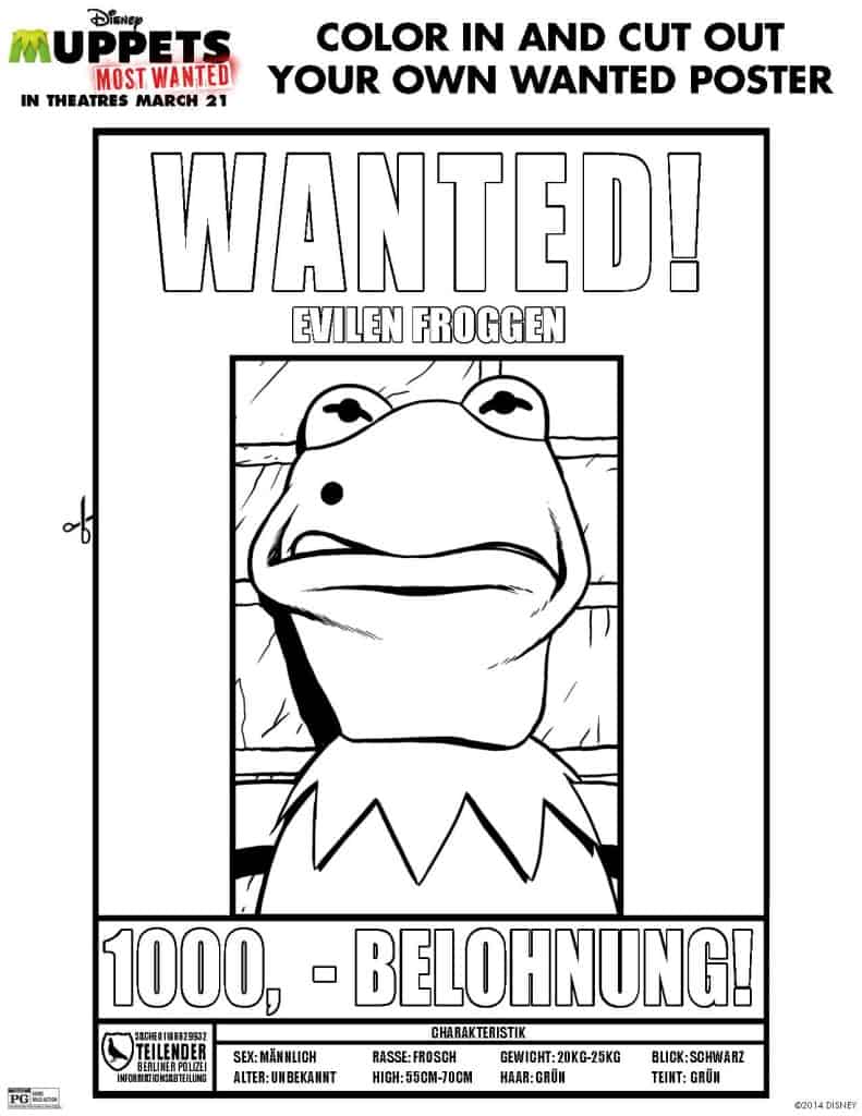 Constantine Wanted Poster, free Muppets printables