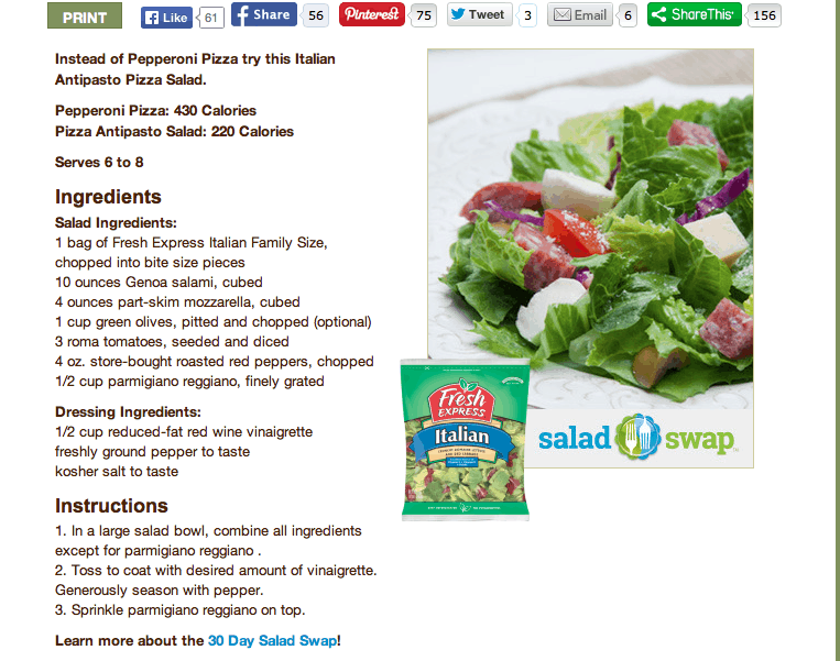 Fresh Express #SaladSwap Pizza Antipasto Salad