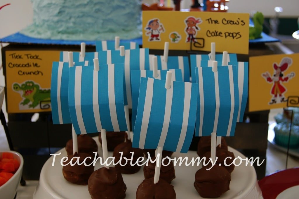 Jake and the Neverland Pirates Birthday Party, Jake Birthday Party, Pirate Birthday Party, Pirate Food, Jake and The Neverland Pirates Cake Pops