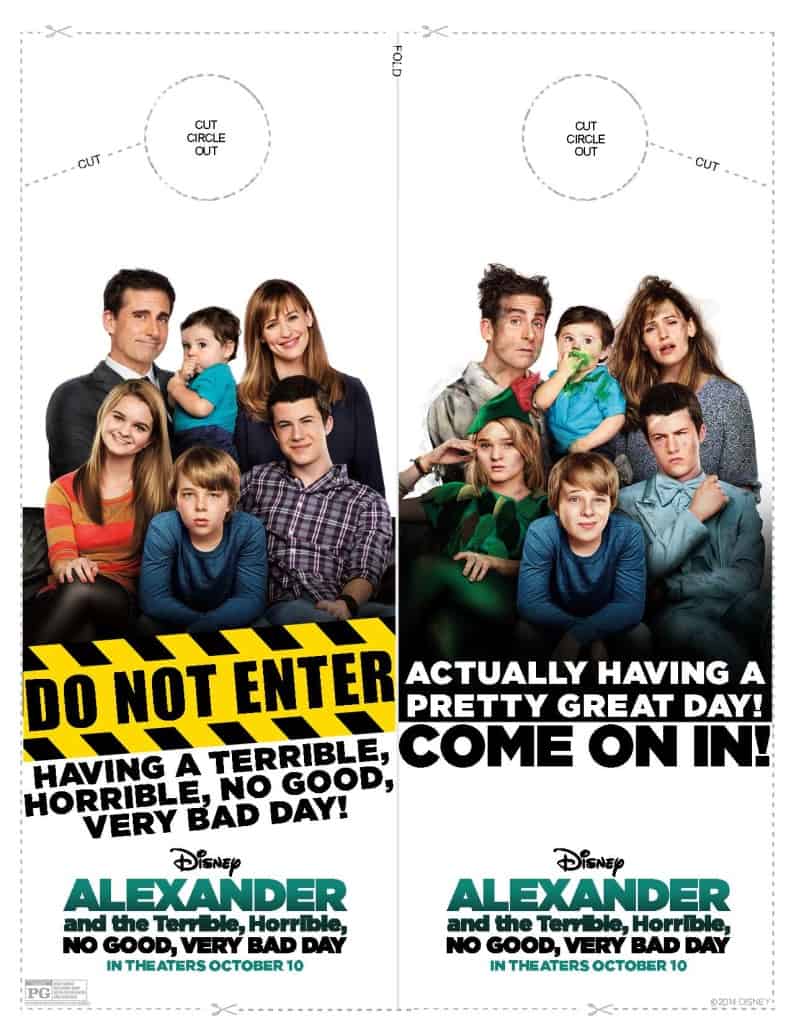 Alexander and the Terrible, Horrible, No Good, Very Bad Day movie trailer, images, activity sheets, free printables 