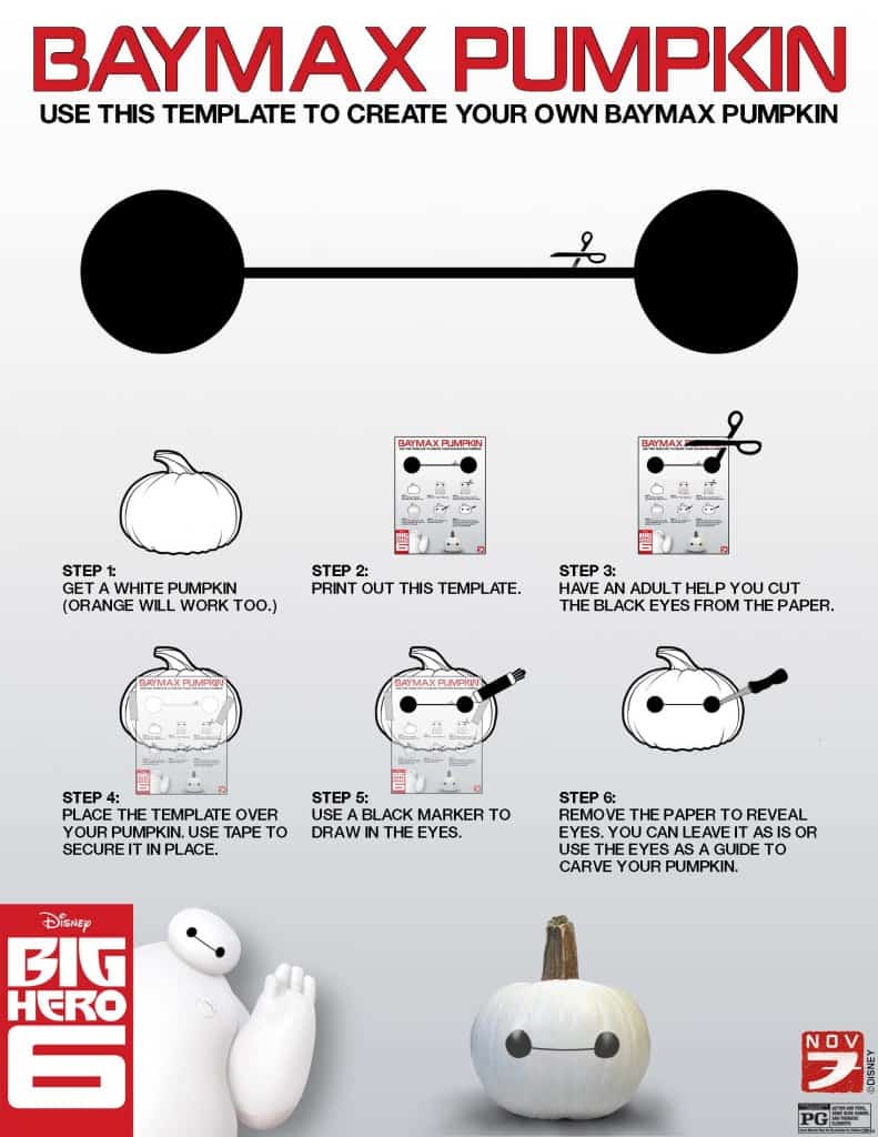 Baymax Pumpkin, Free Big Hero 6 printables, Big Hero 6 birthday activities