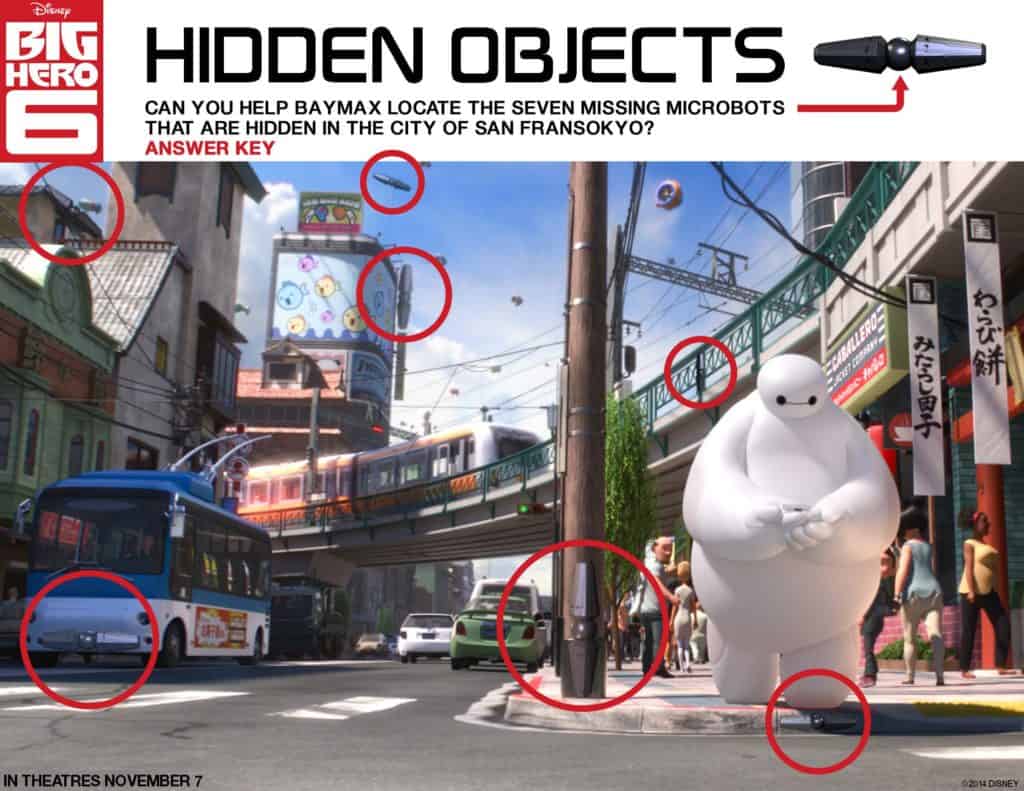 Baymax Hidden Objects, Free Big Hero 6 printables, Big Hero 6 birthday activities