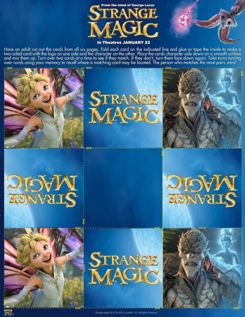 Matching Cards, Strange Magic Free Printables, Strange Magic Birthday Party