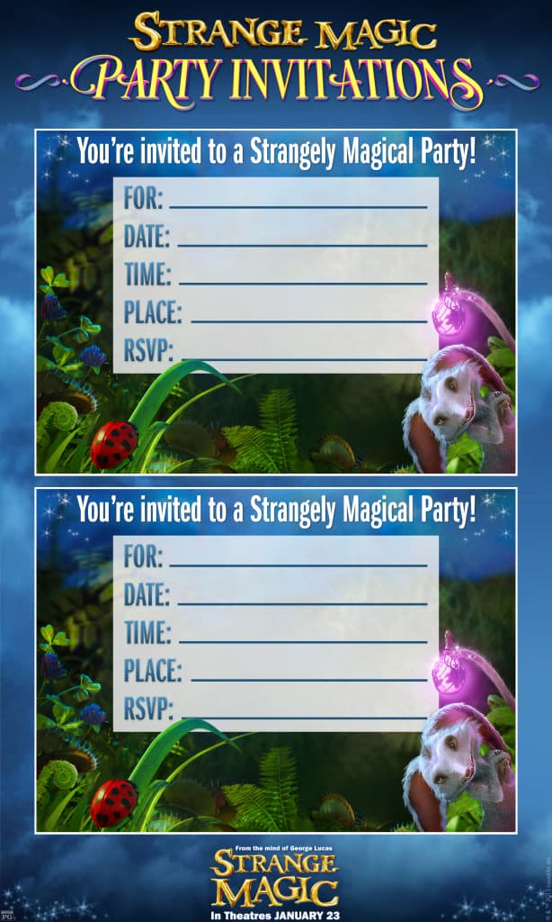 Party Invites,  Strange Magic Free Printables, Strange Magic Birthday Party