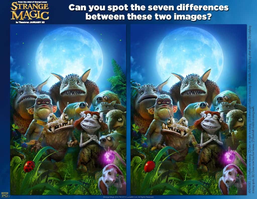 Spot the Difference,   Strange Magic Free Printables, Strange Magic Birthday Party