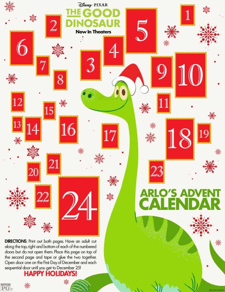 The Good Dinosaur, The Good Dinosaur Free printable, The Good Dinosaur Review, #GoodDIno, Advent Calendar