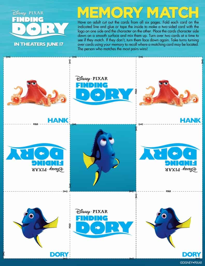 Finding Dory Free Printable. Finding Dory games, Finding Dory free printables, Finding Dory Activities