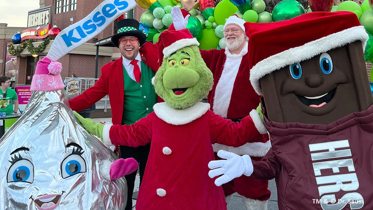 Hersheypark During Christmas chcoolate world grinch