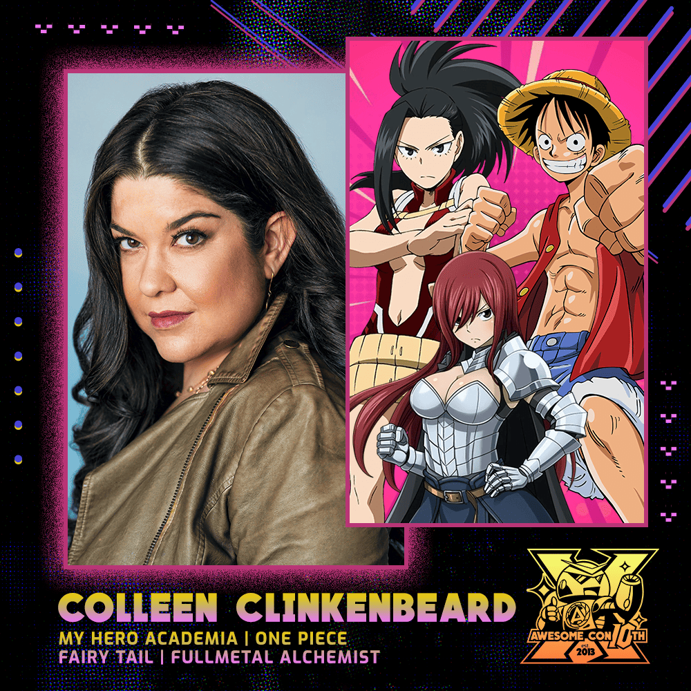 SacAnime on X: The very talented Colleen Clinkenbeard will be joining our  SacAnime Winter lineup! @ccarrollbeard is a voice actor and director known  for #MyHeroAcademia, #OnePiece, #DragonBall Z Kai, #FairyTail,  #FullMetalAlchemist, #WolfChildren, #